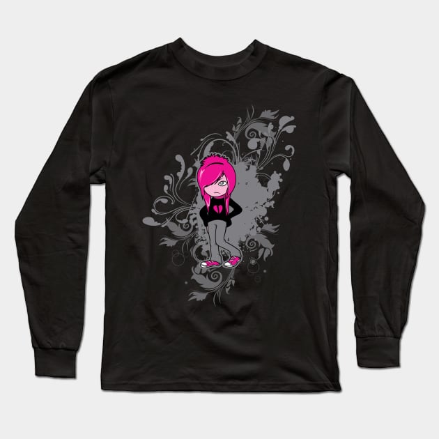 Cute Emo Girl 1 Long Sleeve T-Shirt by redguaranastudio